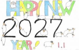 2027 - ネットスクウェアNET年賀状 ✕ 障がい者アート協会【2027年未（ひつじ）年賀状】 NS2027 