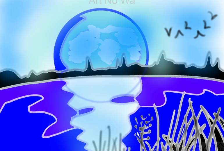 月と湖