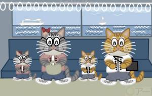 猫の家族が旅行に行く所 - アクター 