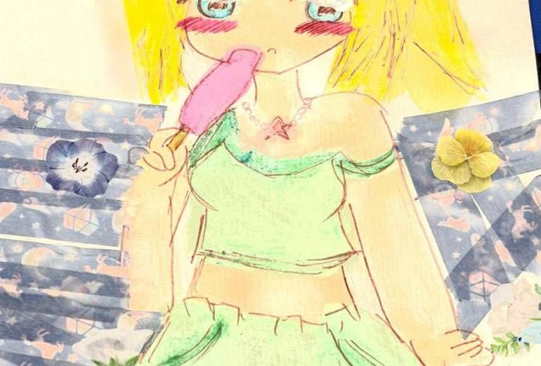アイスをたべる女の子