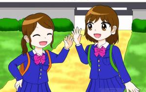 仲良しの女子高生 - 工房はんど　トモ 