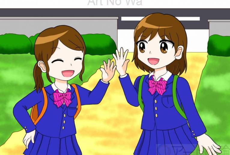 仲良しの女子高生 - 工房はんど　トモ 