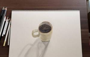 コーヒー入りのマグカップの3Dアート - さとえほん 