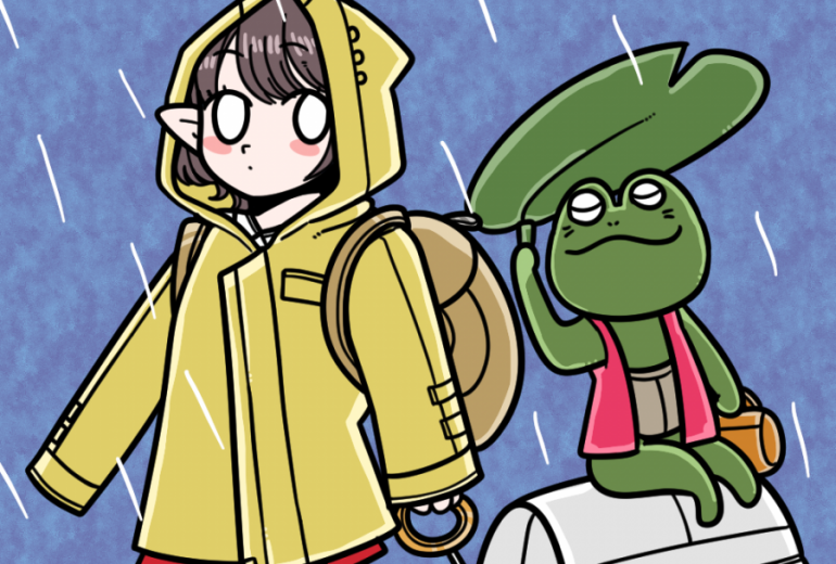 雨の日の小さな配達員さん