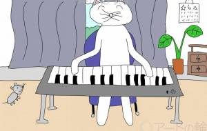 ピアノを弾くネコ - ほわいと 