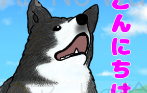 LINEスタンプ「こんにちは」（秋田犬・虎毛） - 華凪 