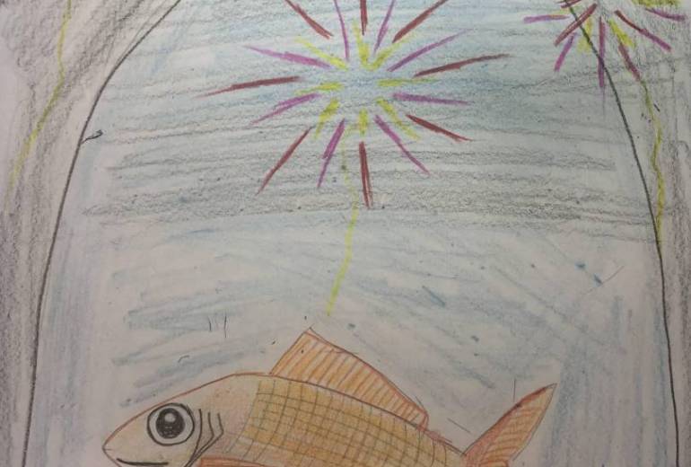 花火と金魚すくい