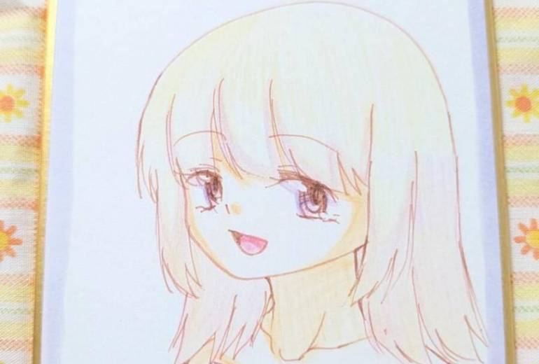 手描きイラスト　金髪女の子