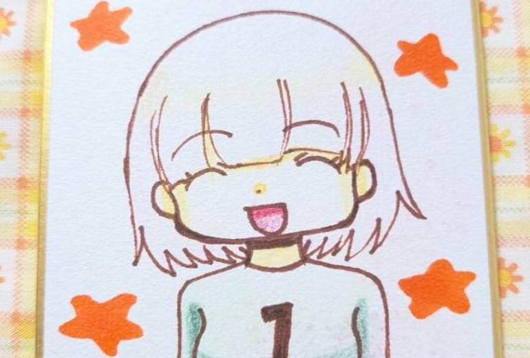 手描きイラスト 笑顔溢れる女の子