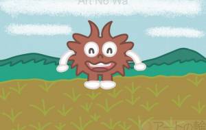 ポコリンが山の前でダンスをしている所 - アクター 