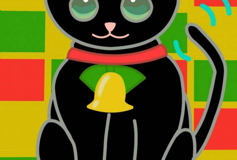 ホリデーシーズンで、そわそわしてる黒猫 - ちろ 